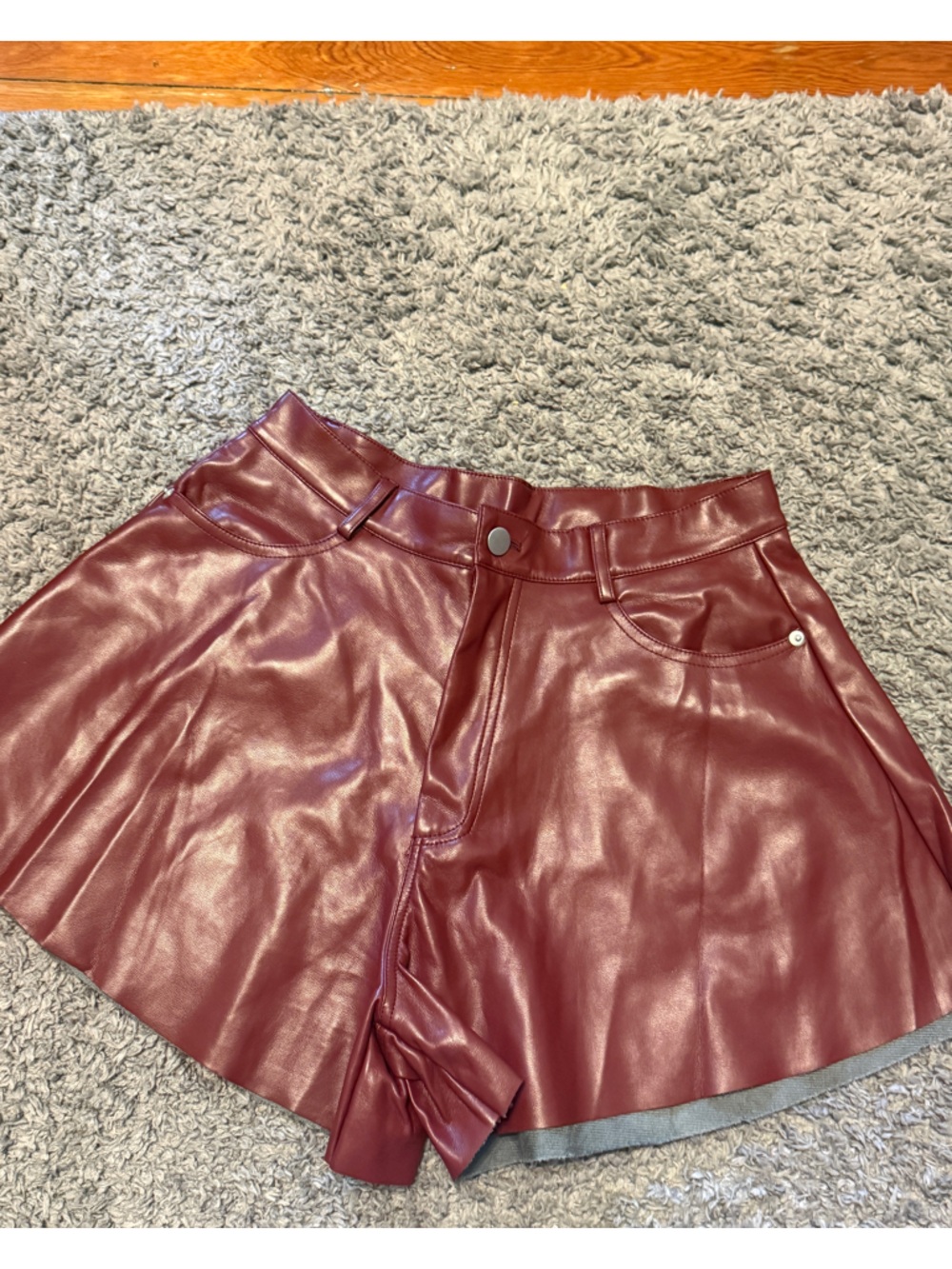 Olivaceous Faux Leather Mini Skirt in Burgundy